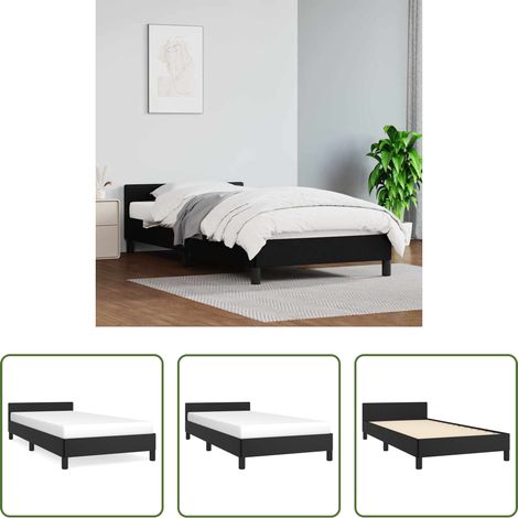 Kopfteil - Bettgestell mit Kopfteil ohne Matratze Schwarz 90x190 cm (1/5)