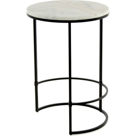 Table d'Appoint en Marbre "Louis" 64cm Blanc (1/3)