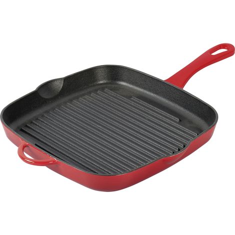 Kuchenprofi Provence Grillpfanne aus Gusseisen, Rot, 26 x 26 cm (1/3)