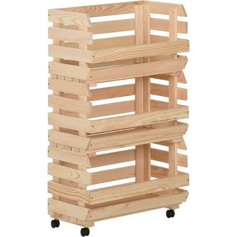 Carrito para verduras madera maciza de pino 37x30x80 cm vidaXL
