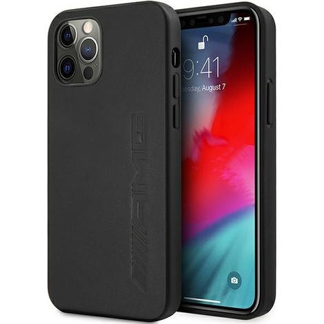 Custodia rigida nera/nera in pelle con stampa a caldo per iPhone 12 Pro Max 6.7" AMG AMHCP12LDOLBK (1/5)