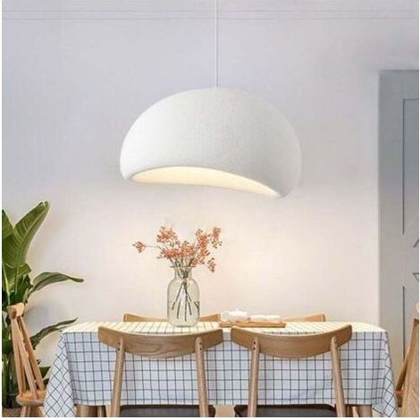 Lustre japonais moderne Wabi Sabi blanc E27, abat-jour imitation pierre, style créatif, pour restaurant, bar, salon, café (40 cm) (1/4)