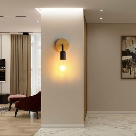 Applique Murale Interieur Industrielle 2 Pièces, Lampe Murale En Bois Métal, Appliques Wall Decoration Murale Rétro Pour Salon, Chambre À Coucher (1/3)