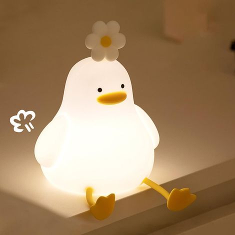 Enten-Nachtlicht für Kinder, Silikonlampe, 3 Leuchtmodi – Niedliche Entenlampe – USB-aufladbar mit 30-Minuten-Timer – Dimmbar – Touch-Steuerung – Geschenk