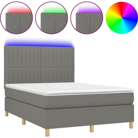 Maison Exclusive - Sommier à lattes de lit et matelas et LED Gris foncé 140x190 cm (1/5)