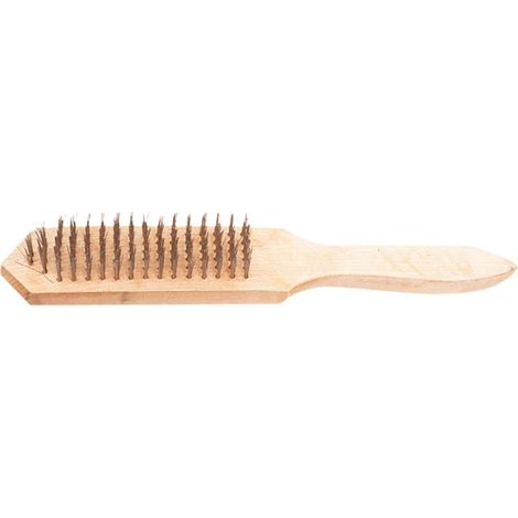 Spazzola metallica a 5 file con manico in legno.