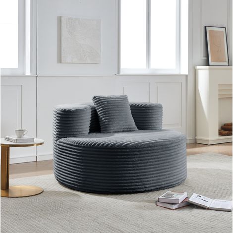 Poltrona sacco in flanella grigio scuro 112x105x59 OKMYHOME (1/5)