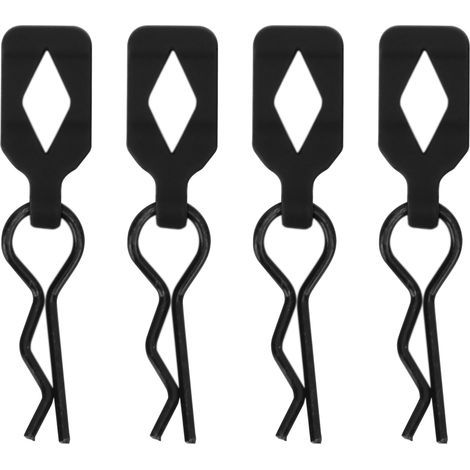 4 attaches coque métal clips boucles pour voiture RC 1/10 pièces accessoires télécommande noire (1/5)