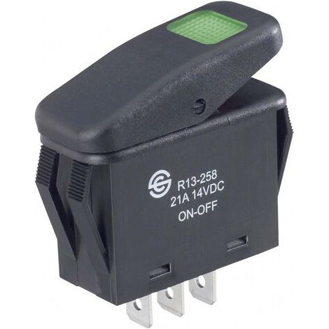 INTERRUPTEUR À BASCULE TRU COMPONENTS TC-R13-258B B/G 1587862 14 V/DC 21 A 1 X OFF/ON IP66 À ACCROCHAGE 1 PC(S) (1/5)