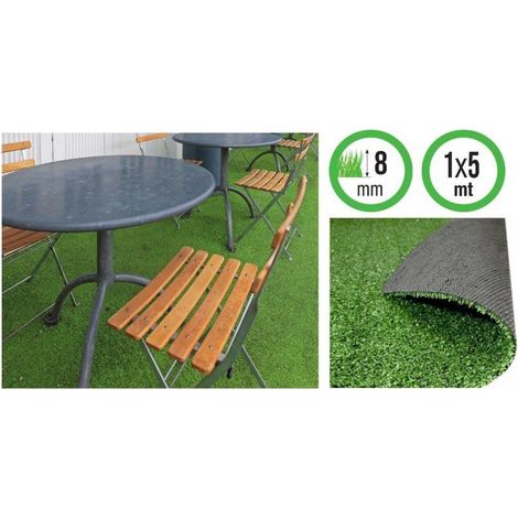 ERBA SINTETICA SEMPREVERDE 8 MM ROTOLO 1X5 METRI VERDELOOK PRATO ARTIFICIALE (1/5)