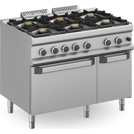Fourneau à gaz - 6 feux - 6x7 kW - Avec four à gaz - Arilex