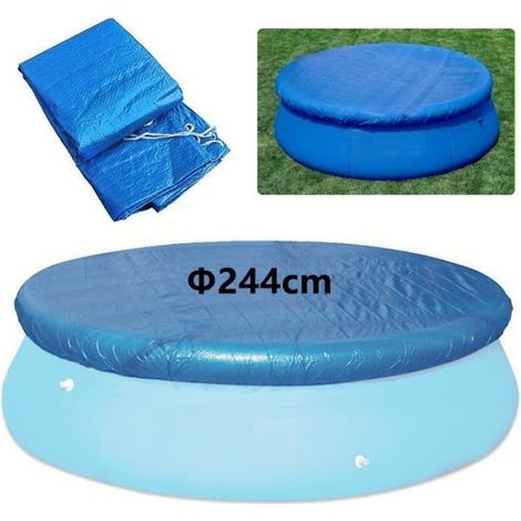 Couverture Piscine - Ronde - 244 Cm - Anti-poussiere Impermeable - Bleue - 1 Piece (1/4)