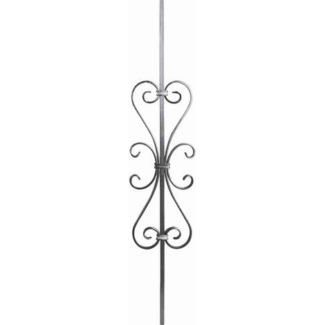 Deco Fer Forge – Barreau en fer forgé à souder – Hauteur 900mm – Largeur 180mm – Section carrée 12mm – Motif volutes central