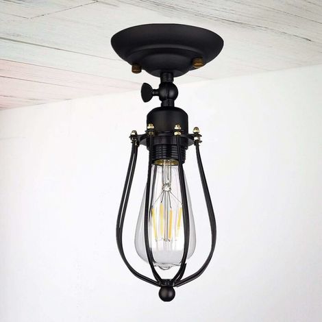 appliques murales industrielles, luminaires muraux vintage en forme de cage en métal pour tête de lit, chambre à coucher, ferme, garage, porte de grange, porche