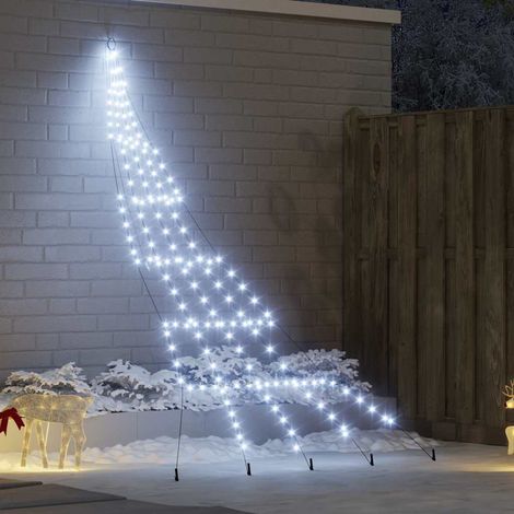 LED Weihnachtsbaum mit Erdspießen Kaltweiß 306 cm Metall