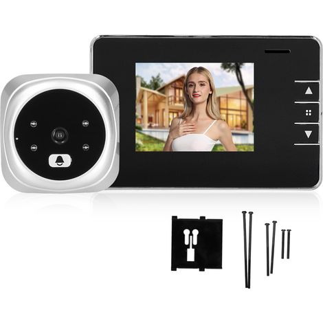 2.8 pouces œilleton numérique vidéo porte LED sonnette électrique support carte mémoire 32Go argent (1/5)