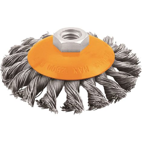 Spazzola Circolare Conica con Mazzetti Ritorti 100 mm e Perno M14 TOLSEN (1/2)