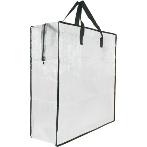 Sac de rangement transparent avec fermeture éclair et poignée, sac à couvertures pour l'organisation de la garde-robe. (1/5)