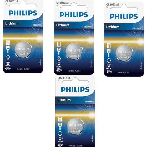 .4 Piles Philips CR2032.