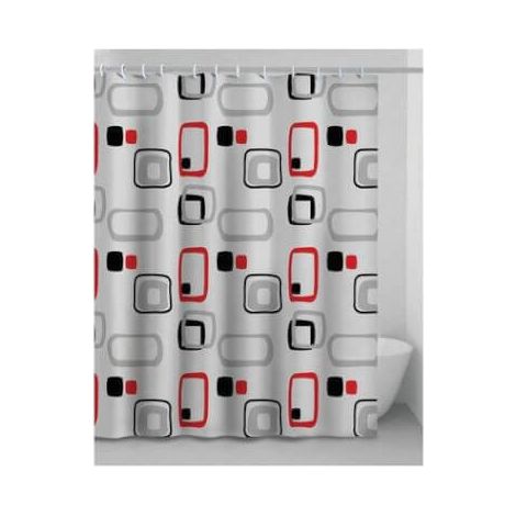 Rideau De Douche Carreaux 60 • En Vinyle + Anneaux Cm 180X200