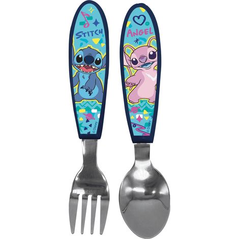 TATAWAY Set 2 Posate in Metallo Stitch Disney Forchetta e Cucchiaio Originale (1/2)