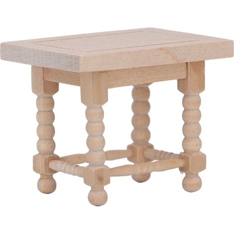Table basse rectangulaire européenne 1/12 pour maison de poupée, table de salon miniature en bois pour décoration intérieure de poupée (1/5)