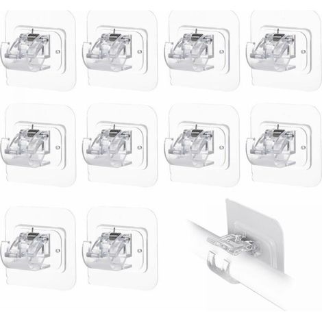 Lot de 10 supports de tringle à rideaux, sans perçage, auto-adhésifs, transparents et transparent (1/5)