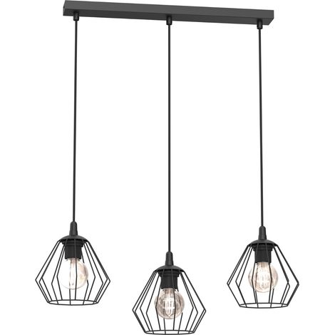 Suspension industrielle noire barre 3xE27 Leti Luminex