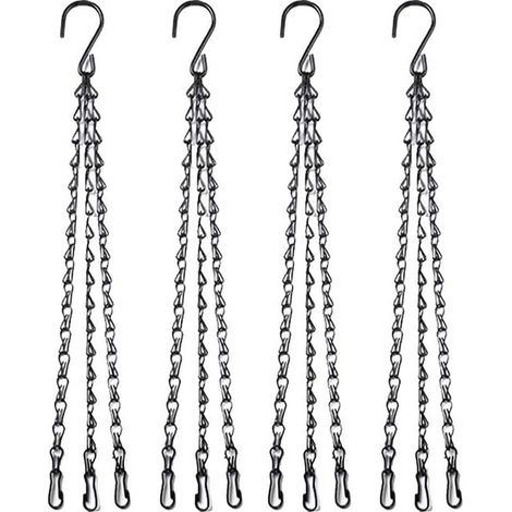 4 Pièces chaînes Noire Suspension à 3 brins 56cm (22") Chaîne de Panier Suspendu pour mangeoires, Plante, Pots de Fleurs Jardinières d'oiseaux Lanternes Ornements (1/5)