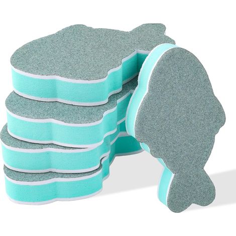 5 Éponges Nettoyage Aquarium Double Face - Poisson EVA Souple - Frotteur Vitres Sans Rayure - Maison et Cuisine - 7x4x1,4 cm Vert Gris (1/5)