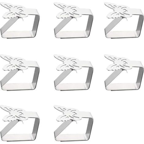 8 Support de Pince de Clip de Accroche Nappe en Acier Inoxydable Papillon Couverture de Table Clip Support de Nappe l'épaisseur de la Table ne Dépasse Pas 3 cm Utilisé pour Le Jardin Extérieur(6.25cm) (1/4)