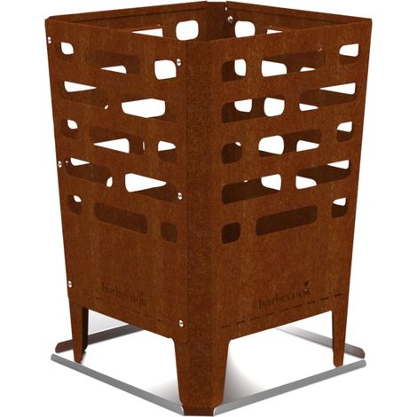 braciere per legna barbecook "jill" in acciaio corten, 38x38 cm