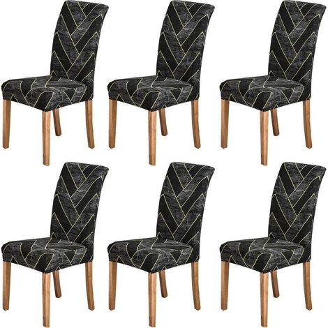 Stuhlhussen 6er Set, Stretch, abnehmbar, waschbar, Goldgitter (1/5)