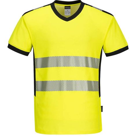 T-shirt Col V Pw3 Hi-vis Couleur : Jaune/noir Taille L - Portwest (1/2)