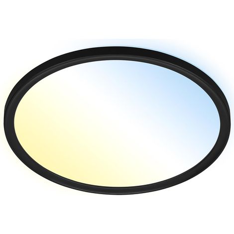 Plafonnier à intensité variable avec rétroéclairage avec télécommande 18 W 2400 lm Blanc/noir 293 x 28 mm (DxH) (1/3)