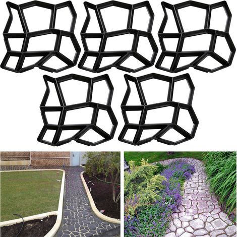 SWANEW Stampo per calcestruzzo da 5 pezzo, stampo per vialetto Strumenti per stampi per pavimentazione di vialetto per patio in cemento, 43x43x4 cm (1/5)