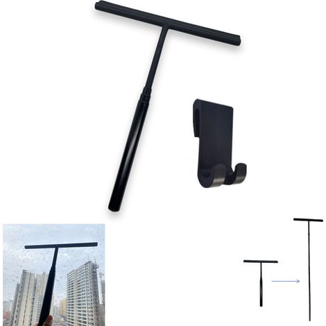 Raclette de douche télescopique extensible - Raclette à vitres - Raclette de sol - Nettoyant vitres - Avec crochet de suspension et manche télescopique - Raclette à vitres en silicone - Pour salles de (1/5)