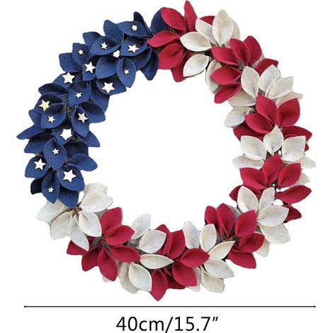 Couronne de la fête de l'Indépendance pour porte d'entrée, drapeau américain, guirlande patriotique, décoration murale pour la maison ou le bureau, décoration de Noël (1/5)