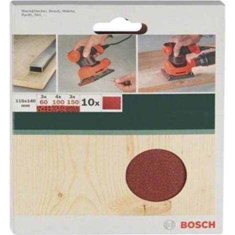 BOSCH - 10 FOGLI ABRASIVI PER LEVIGATRICE ORBITALE - G60 - 115X140MM