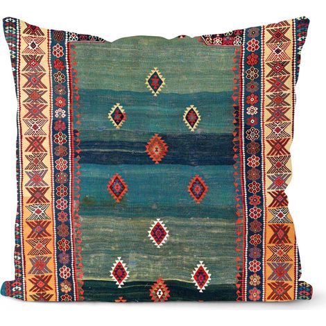 Housse De Coussin - Coton Et Lin - Motif Boho Floral - Fermeture Éclair Cachée - Pour Canapé Salon Chambre Bureau - 45 x 45 cm - 1 Pièce (1/5)