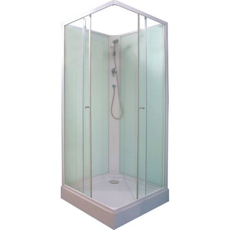 ONDEE ZEN - Cabine de douche MINEA - Avec silicone - Profilés aluminium - En kit - Fond vert - 80x80cm