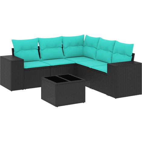 Maison Exclusive - Set Divani da Giardino 6 pz con Cuscini Nero in Polyrattan (1/5)