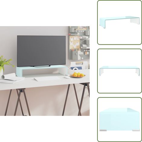 Elevador de monitor - vidaXL Mueble TV/Elevador de monitor cristal verde 60x25x11 cm - Mueble moderno