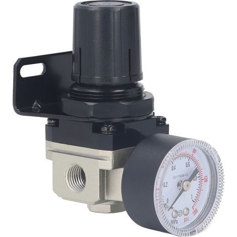 Druckreglerventil für Luftkompressoren, Innengewinde 1/4 NPT, einstellbarer Druck von 0–150 PSI, mit Halterung und Manometer (1/5)
