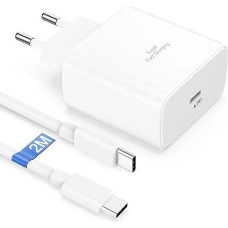 Chargeur USB C Rapide 45W avec 2M Câble Chargeur pour Samsung Galaxy S24,S23,25Ultra,S22,S21,S20 FE,A53 5G,A51,A33,A13,Type CBlancNoir