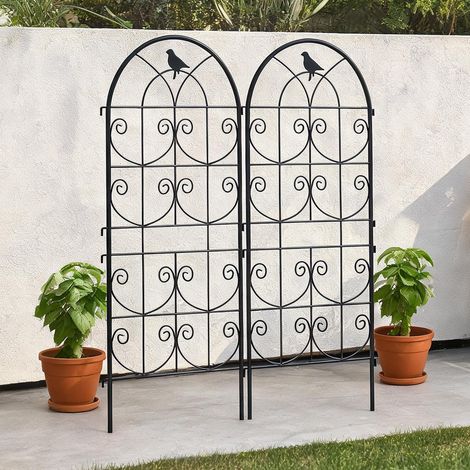 Treillis métallique noir 50 x 120 cm lot de 2 à piquer en métal (1/5)