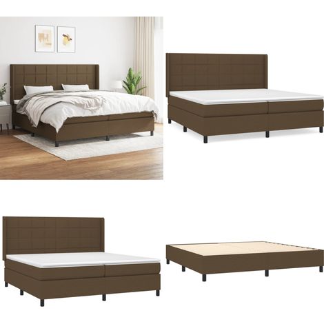 Giroletto a Molle con Materasso Marrone Scuro 200x200cm Tessuto - Materasso a molle - Letto con testiera regolabile