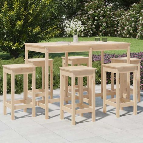 7-tlg. Gartenbar-Set Massivholz Kiefer (1/5)