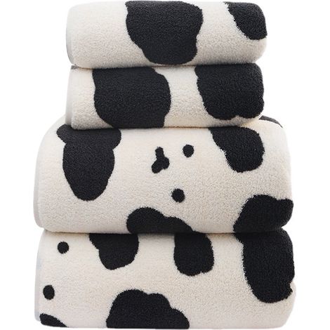 Serviette De Bain - Microfibre Coral Fleece - Absorption Rapide 5-10 S - Imprimé Vache - 70 x 140 cm - 1 Pièce (1/5)