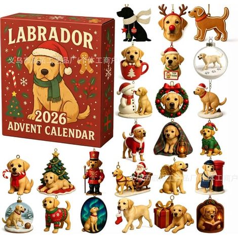 Havsglas Tomte Adventskalender 2026 – Liten Tomte Julnedräkning Chien de Noël rouge (1/5)